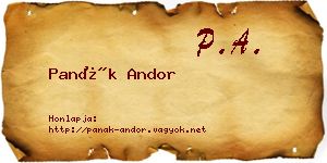 Panák Andor névjegykártya